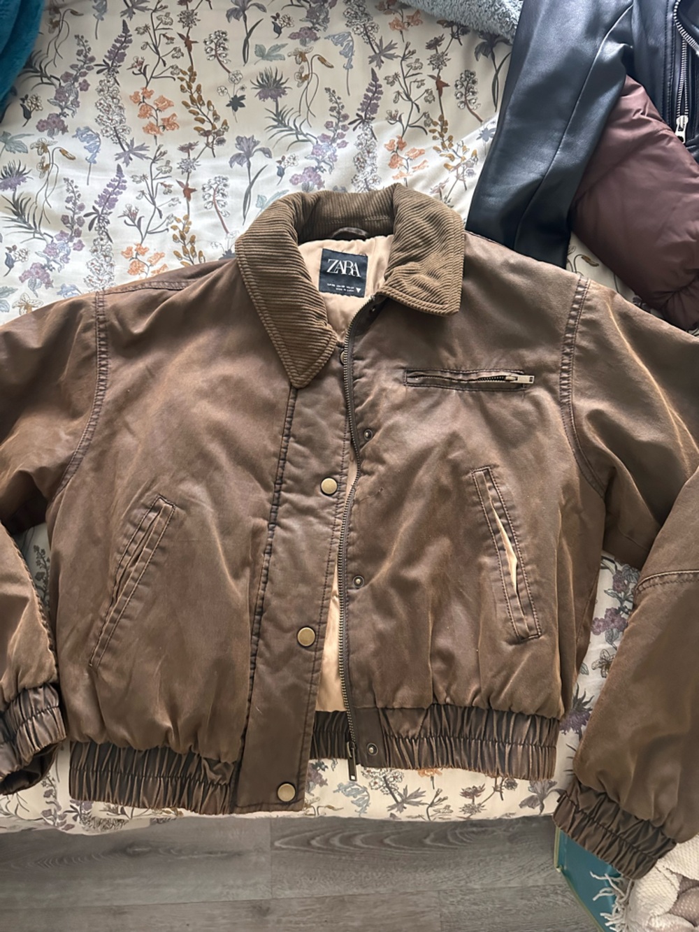 Zara Brown Corduroy-Collar Bomber Jacket - Picture 4 of 4
